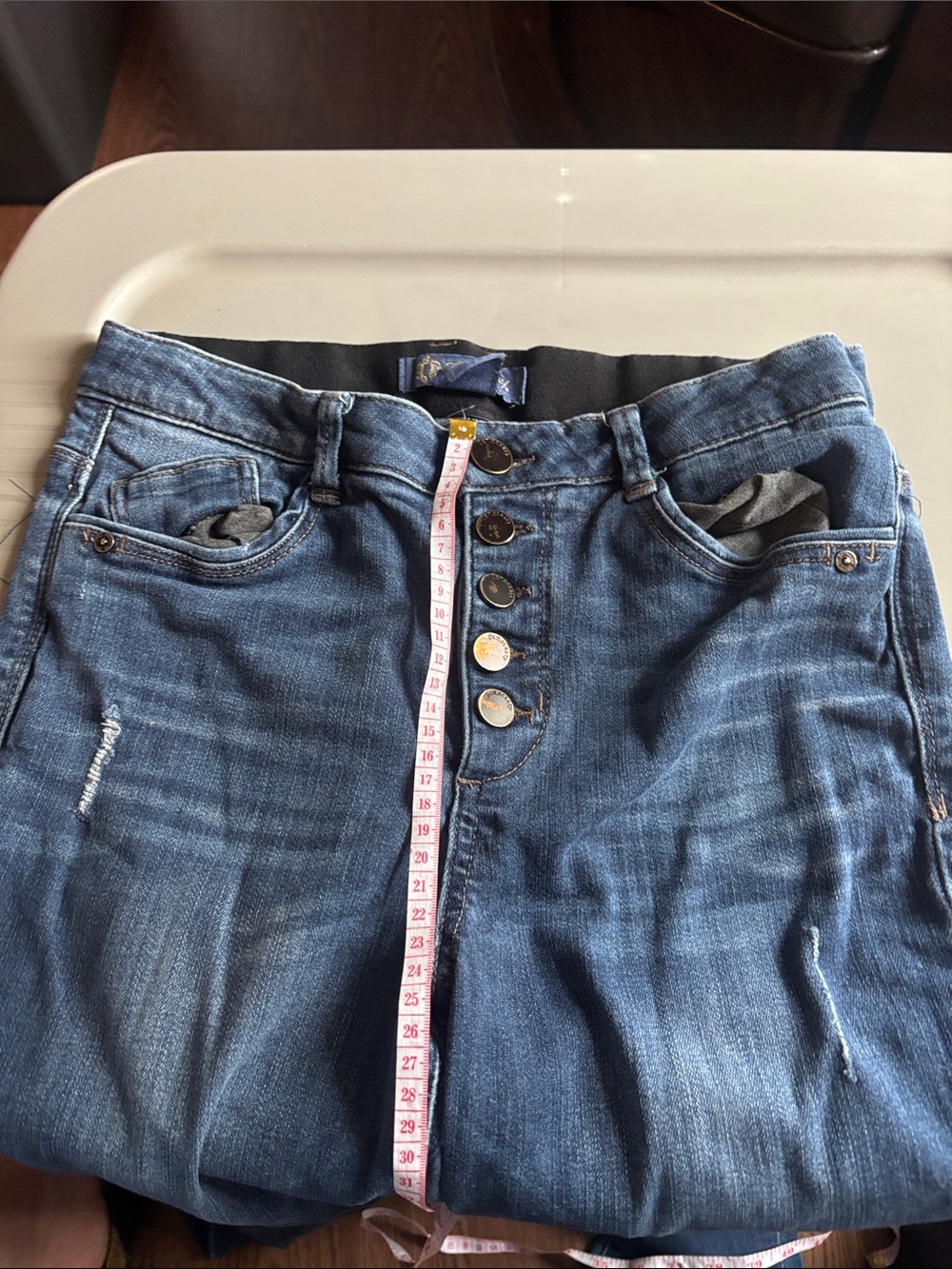Democracy High-Rise Button-Front Medium Blue Denim Jeans